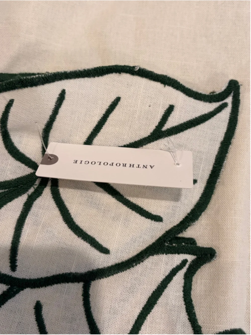 Farm Rio x Anthropologie Embroidered Botanical Tablecloth NWT Cream Green 59x87